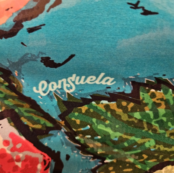 Consuela Classic Tote Bright Floral With Striped Sides. - Picture 3 of 11